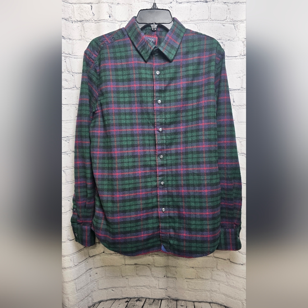 UNTUCKit Mens Moncayo Long‎ Sleeve Flannel Slim Fit Shirt Size Large